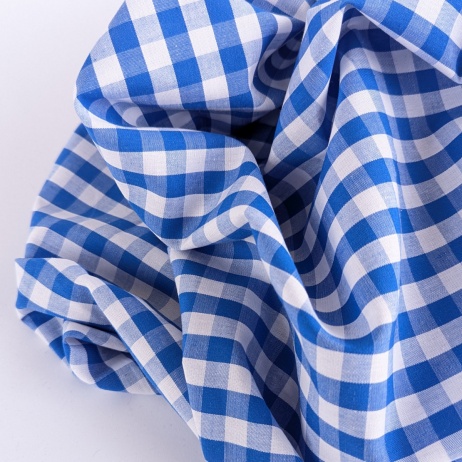 Cotton 100% double-sided, 1cm vichy check, royal blue