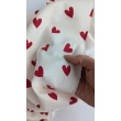 Cotton flannel, red hearts on a cream background, 165 g/m²