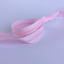 Zipper tape with cord, 3mm, pink
