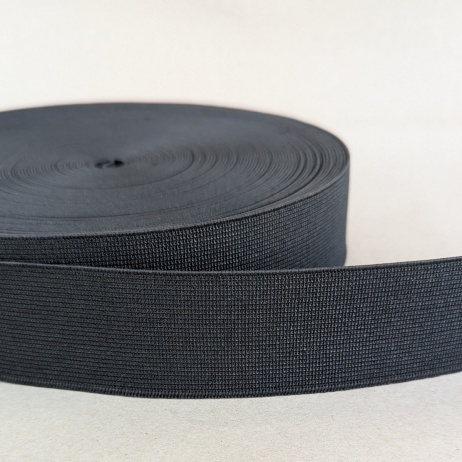 40mm black elastic, woven, calendered
