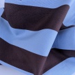 Decorative cotton fabric with 5 cm brown-blue stripes