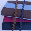 Decorative cotton fabric with 5 cm burgundy-navy blue stripes