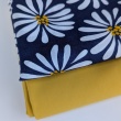 Cotton 100% batiste, flowers on a navy blue background