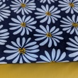 Cotton 100% batiste, flowers on a navy blue background