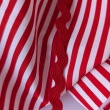 Cotton batiste fabric with white and red stripes, 4 mm wide
