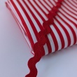 Cotton batiste fabric with white and red stripes, 4 mm wide
