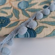 Dusty blue ribbon with pom poms - double thread.