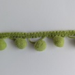 Green ribbon with pom poms - double thread.