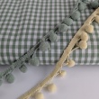Eucalyptus ribbon with pom poms - double thread.