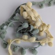 Eucalyptus ribbon with pom poms - double thread.