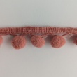 Salmon ribbon with pom poms - double thread.