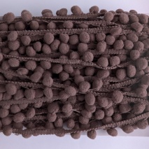 Mauve ribbon with pom poms - double thread.