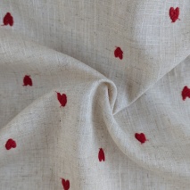 Viscose with linen, embroidered hearts