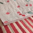 Quilted fabric, muslin cherries/seersucker stripes