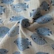Double gauze 100% cotton, blue fish