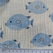 Double gauze 100% cotton, blue fish