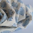 Double gauze 100% cotton, blue fish
