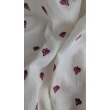 Cotton muslin, embroidered, burgundy ornament on a cream background