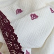 Cotton muslin, embroidered, burgundy ornament on a cream background