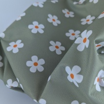 Waterproof fabric, Oxford, flowers on a green background