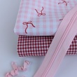Waterproof fabric, Oxford, bows on a pink checkered background