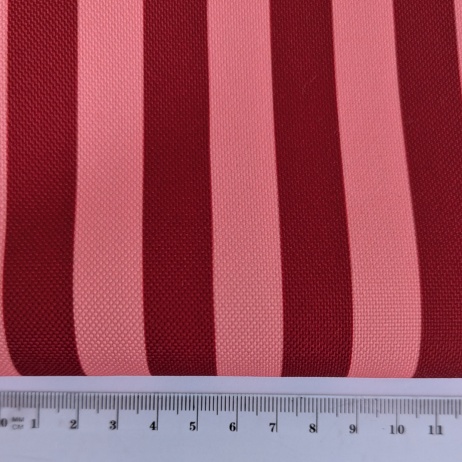 Waterproof Oxford fabric with red–salmon stripes