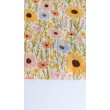 Cotton muslin, colorful flowers on an ecru background