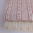 Cotton muslin, cherries, flowers, pink gingham