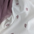 Cotton muslin, embroidered, heather flowers on an ecru background