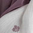 Cotton muslin, embroidered, heather flowers on an ecru background