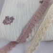 Cotton muslin, embroidered, heather flowers on an ecru background