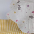 Cotton muslin, gray bunnies on an ecru background
