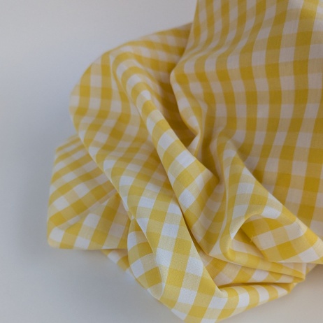Cotton 100% double-sided, 1cm vichy check, lemon yellow