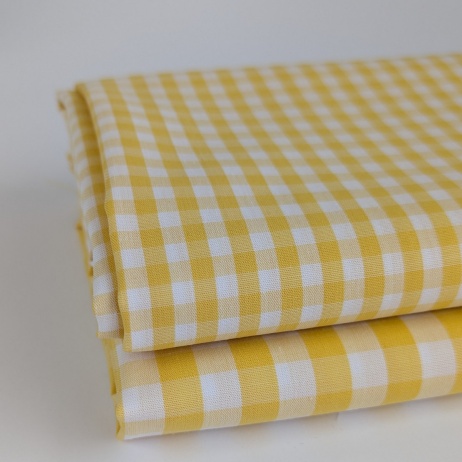 Cotton 100% double-sided, 5mm vichy check, lemon yellow
