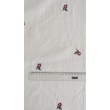 Cotton muslin, embroidered, burgundy flowers on a cream background