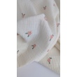 Cotton muslin, embroidered, salmon flowers on a cream background