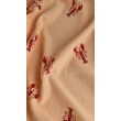 100% cotton muslin, red crayfish on apricot