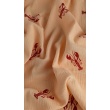 100% cotton muslin, red crayfish on apricot