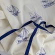 100% cotton muslin, sailing ships on cream