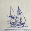 100% cotton muslin, sailing ships on cream