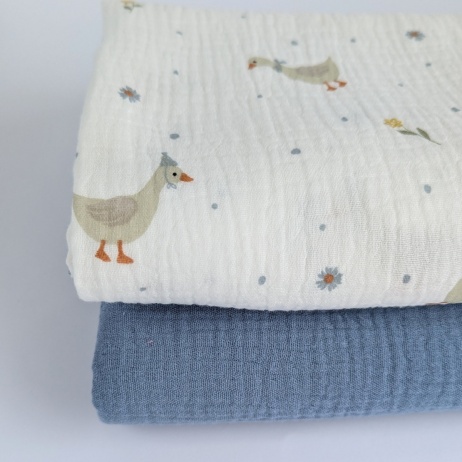Cotton muslin, Geese on an ecru background