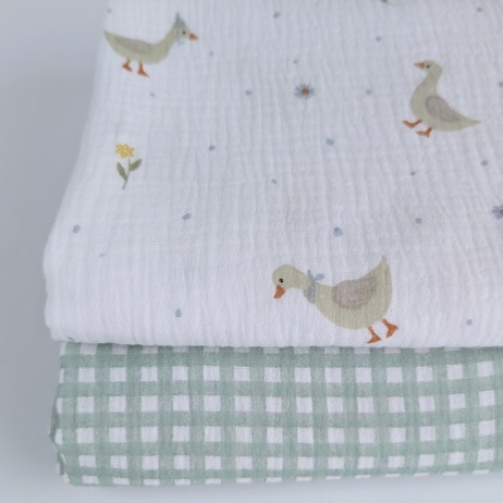 Cotton muslin, Geese on a white background