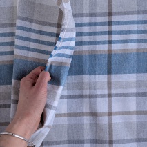 Decorative fabric, beige-turquoise check, width 280cm No.2