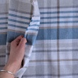 Decorative fabric, beige-turquoise check, width 280cm No.2