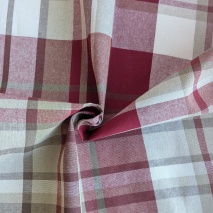 Decorative fabric, beige-burgundy check, width 280cm No.2
