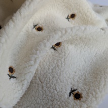 Teddy, faux fur, embroidered sunflowers