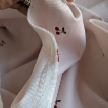 100% cotton,babycord, cherries on pink