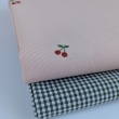 100% cotton,babycord, cherries on pink