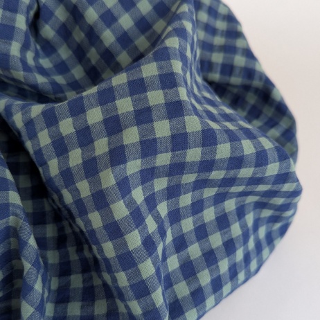 Seersucker check 7 mm cornflower blue and mint