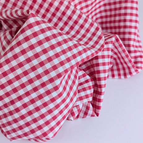 Cotton 100% double-sided, 5mm vichy check, raspberry
